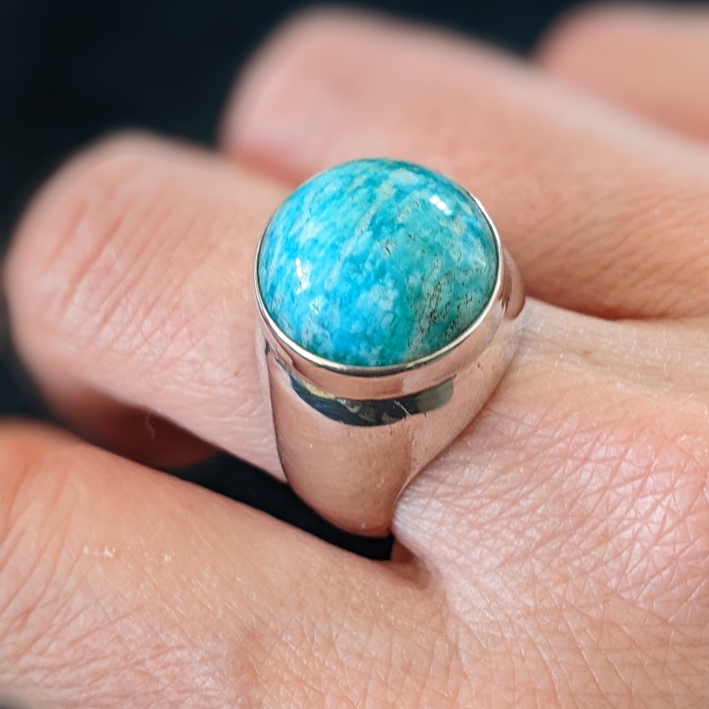 Amazonite silver ring 7.5